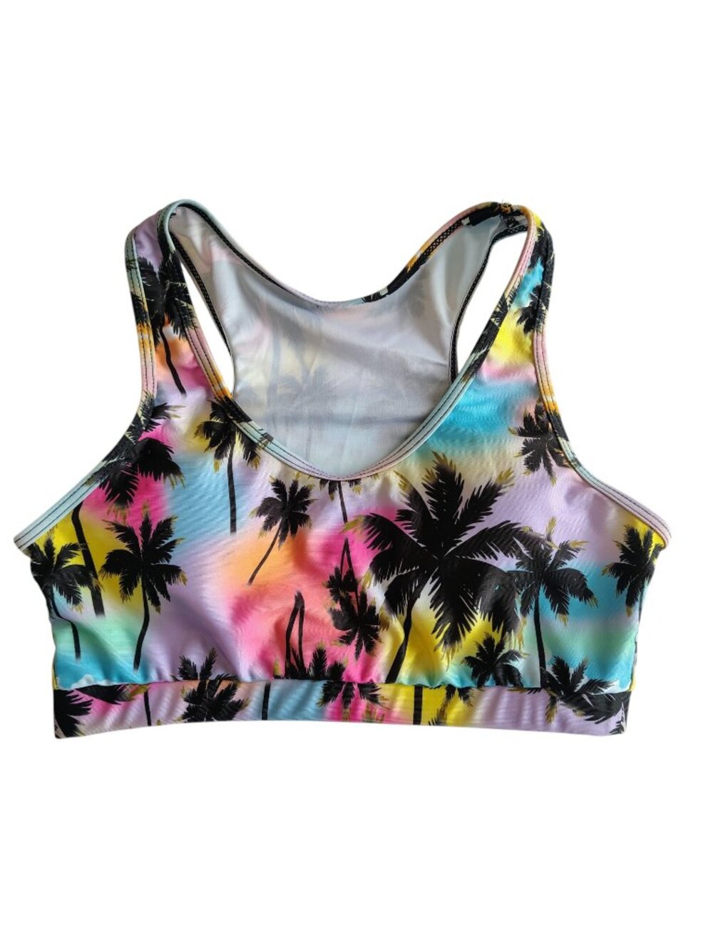 Unbranded Bikini Womens Medium Colorful Tropical Palm Prink racerback Swim Top